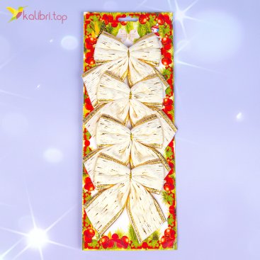 Новорічні прикраси бантики Золоті 12 см., 20 шт - Фото Новорічні прикраси бантики Золоті 12 см., 20 шт - Купити