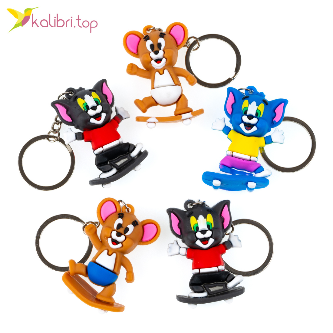 Брелоки Кіт на скейті гумові 10 см оптом фото 01