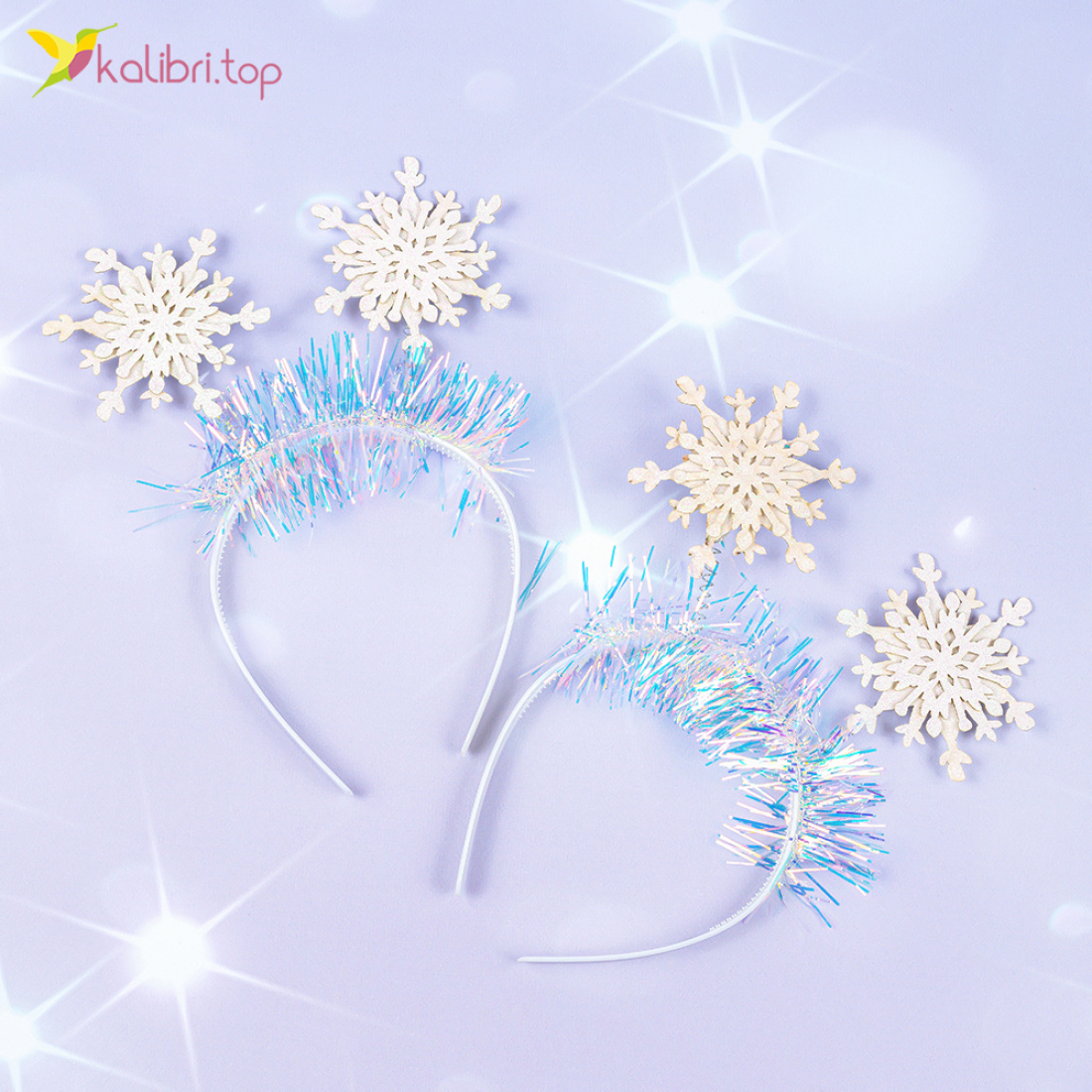 Новорічні обручі сніжинка з блискітками 24 см оптом фото 01 Новорічні обручі сніжинка з блискітками 24 см оптом фото 01