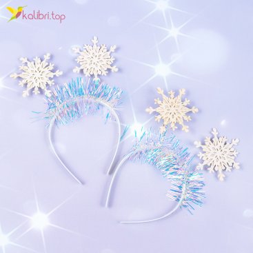 Новорічні обручі сніжинка з блискітками 24 см - Купити