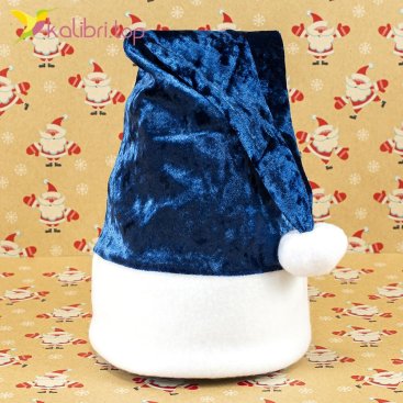 Шапка Деда Мороза синяя 4522 Украина оптом фото 01