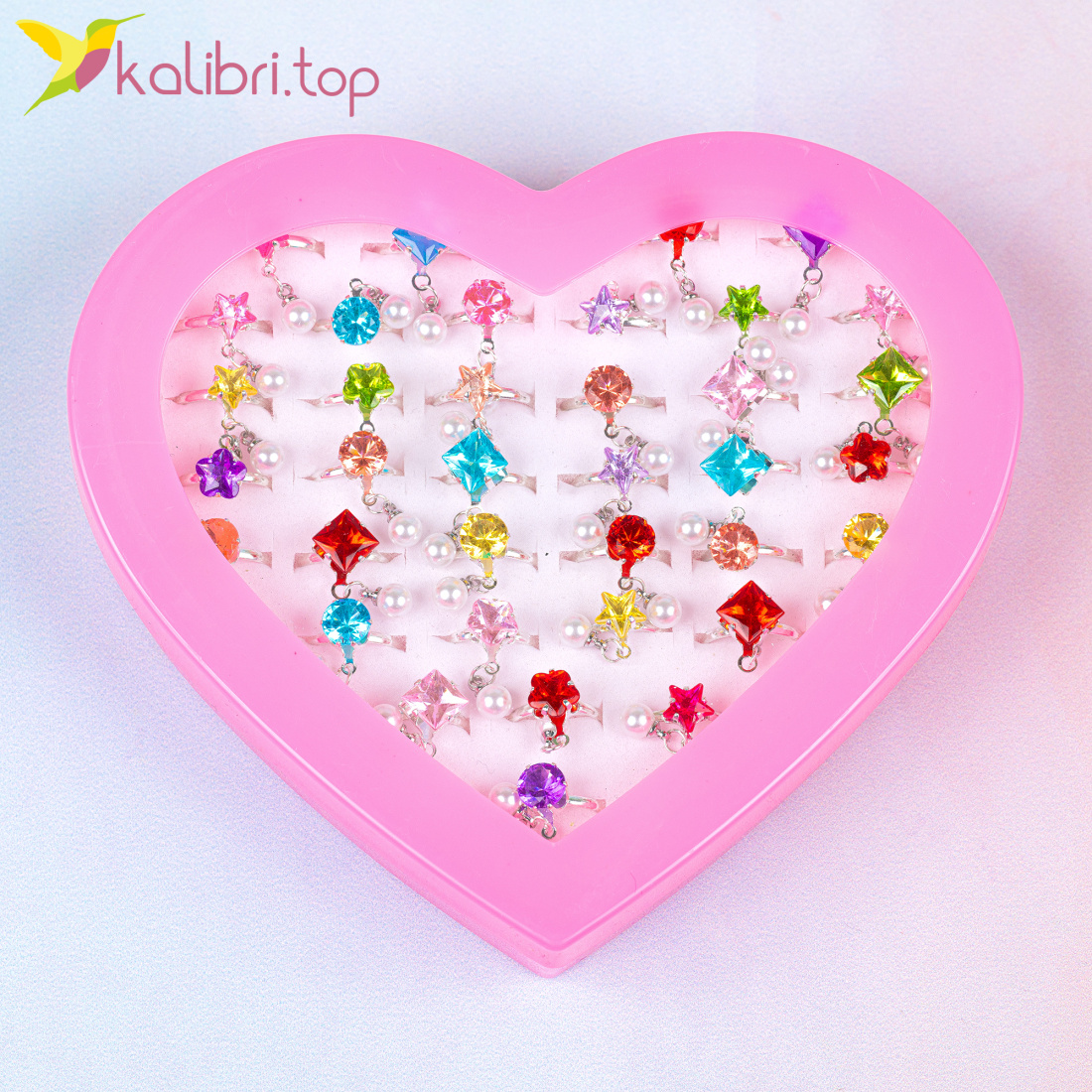 Детские колечки Топаз с подвеской 36 штук оптом фото 02