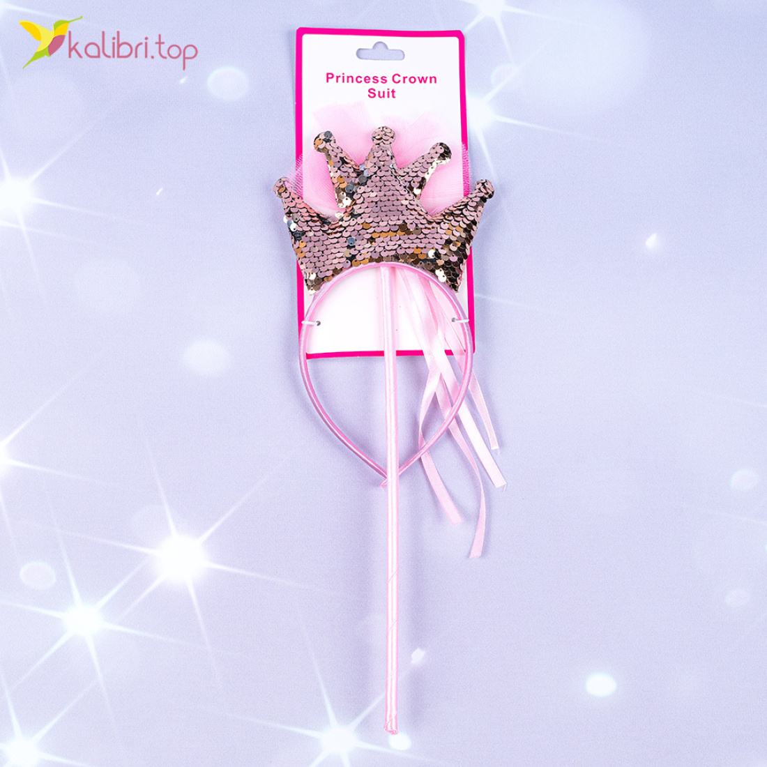 Набір обруч з чарівною паличкою Коронки з паєтки оптом фото 02 Набір обруч з чарівною паличкою Коронки з паєтки оптом фото 02