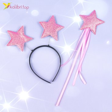 Набір новорічний обруч із чарівною паличкою Зірочка рожевий - Купити