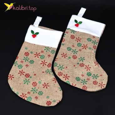 Шкарпетки, чобіт для подарунків коричневий зі Сніжинками великий 41 см - Купити