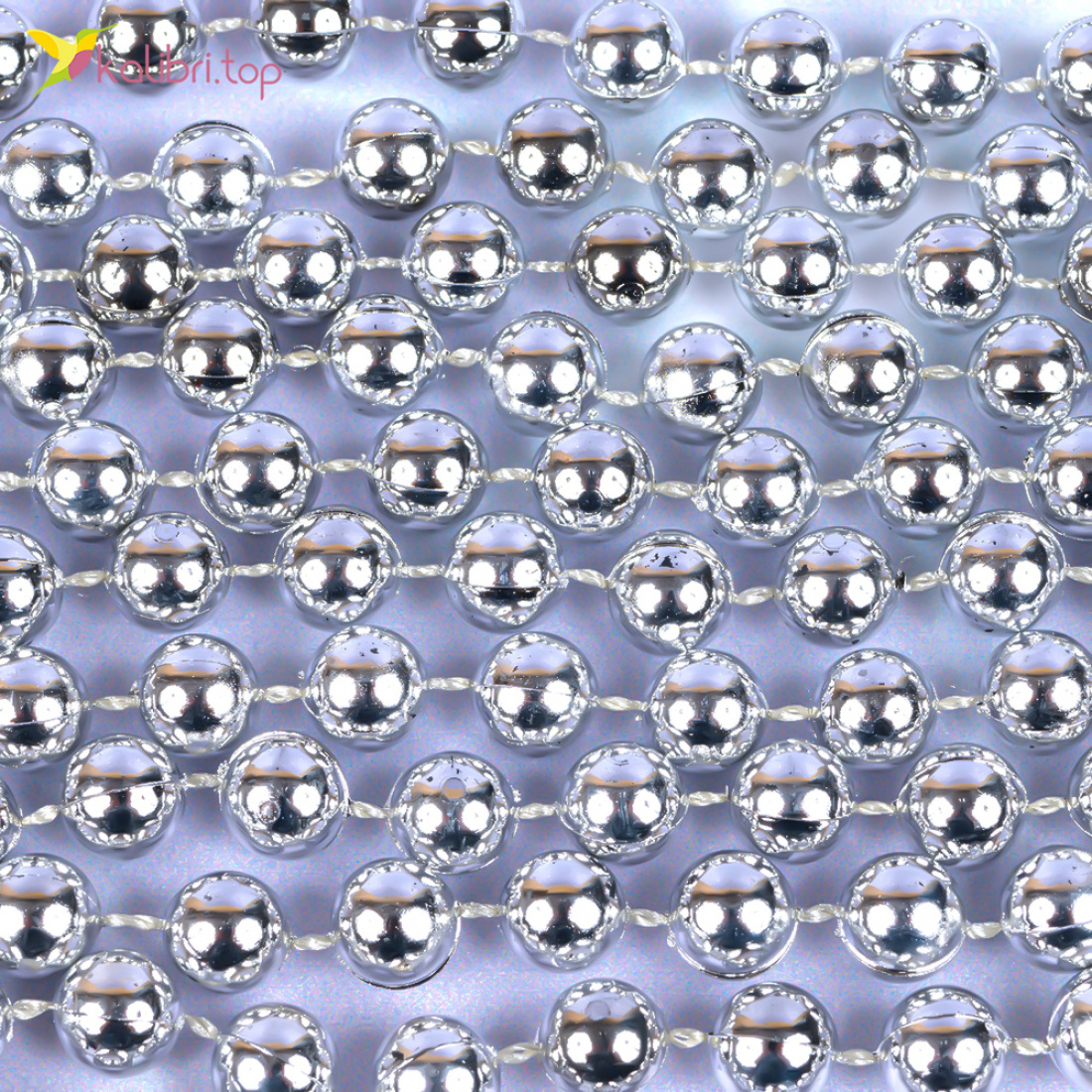 Новорічний декор намисто срібний грудень 2,8 метра, 12 штук оптом фото 01 Новорічний декор намисто срібний грудень 2,8 метра, 12 штук оптом фото 01