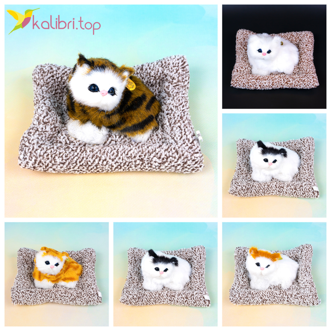 Игрушки кошечки на коврике звуковые Нежность 17 см оптом фото 01 Игрушки кошечки на коврике звуковые Нежность 17 см оптом фото 01