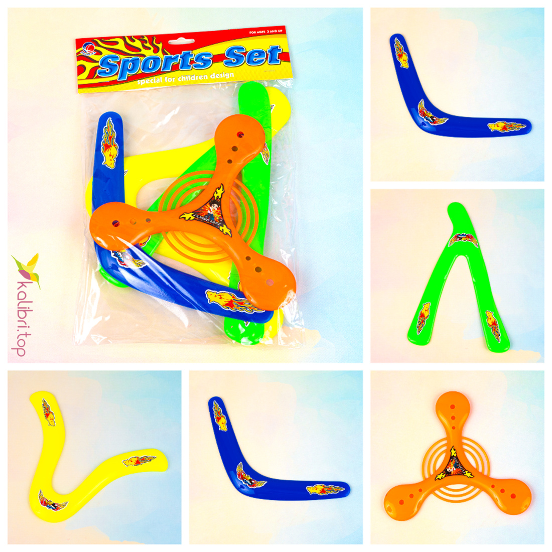 Нобор детских бумерангов Микс 28 см оптом фото 01 Нобор детских бумерангов Микс 28 см оптом фото 01