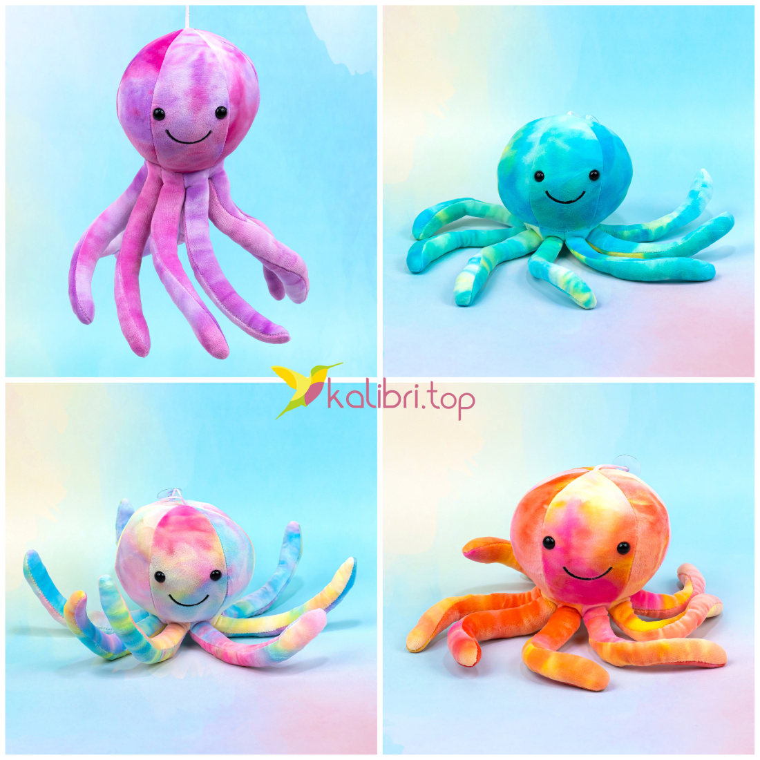 Мягкие игрушки Осьминоги Тай-Дай 35 см оптом фото 01