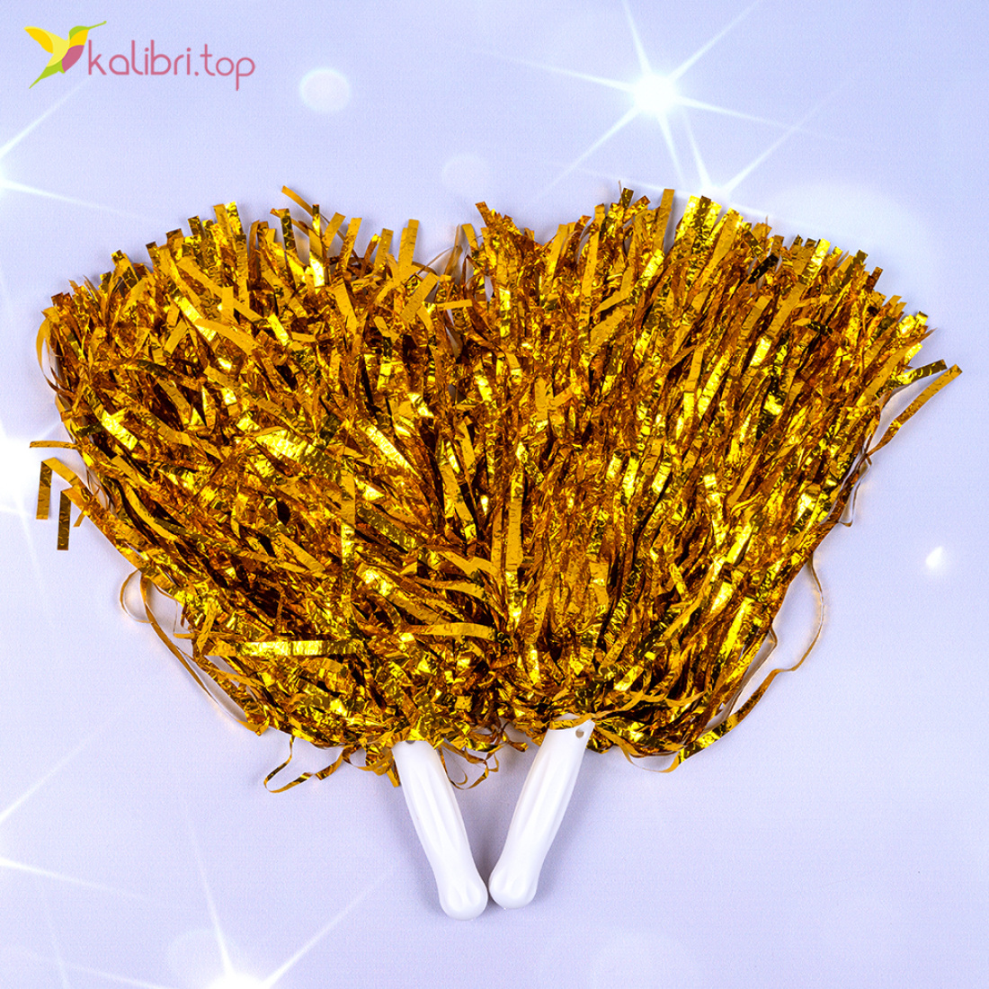 Помпони для черлідінгу Рифлені золоті 30 см оптом фото 01 Помпони для черлідінгу Рифлені золоті 30 см оптом фото 01