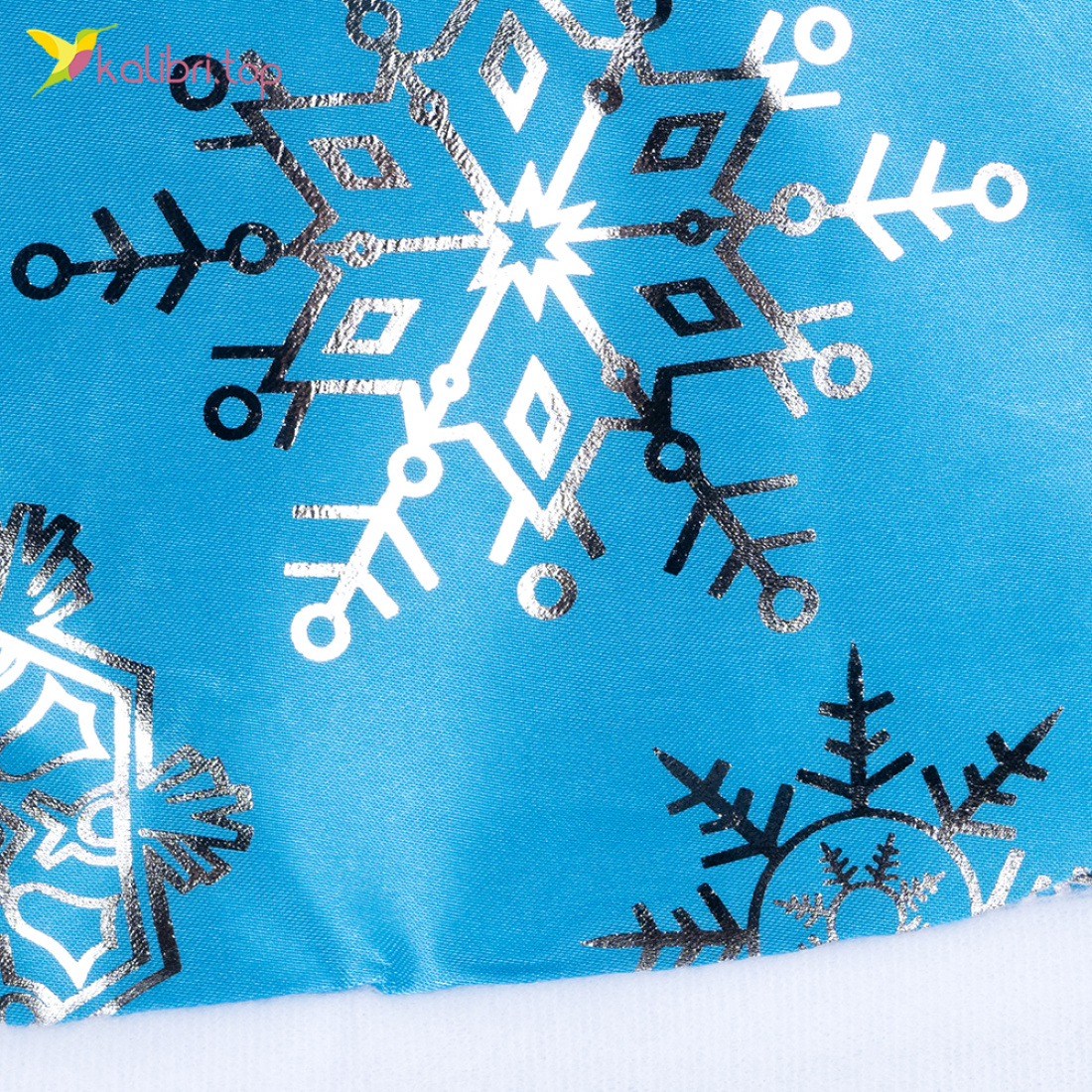 Новорічна шапка з кісками блакитна 62 см оптом фото 02