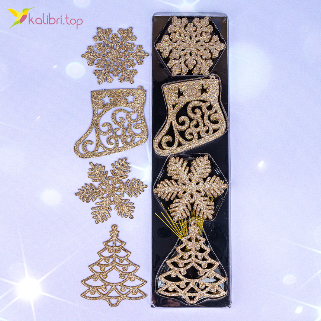 Новорічні прикраси підвіска Блиск 8 см., 24 шт оптом фото 01 Новорічні прикраси підвіска Блиск 8 см., 24 шт оптом фото 01