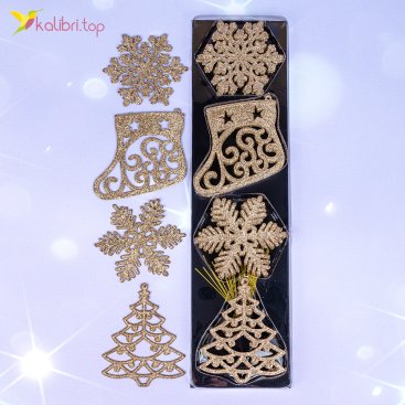 Новорічні прикраси підвіска Блиск 8 см., 24 шт - Фото Новорічні прикраси підвіска Блиск 8 см., 24 шт - Купити