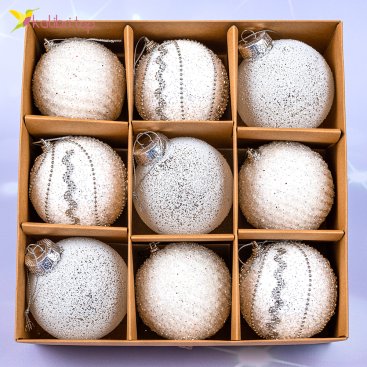 Ялинкові кульки новорічний блиск 7 см, 9 шт., набір - Фото Ялинкові кульки новорічний блиск 7 см, 9 шт., набір - Купити