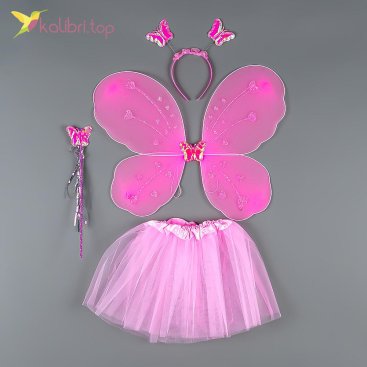 Праздничный набор бабочки с юбкой розовый - Купить