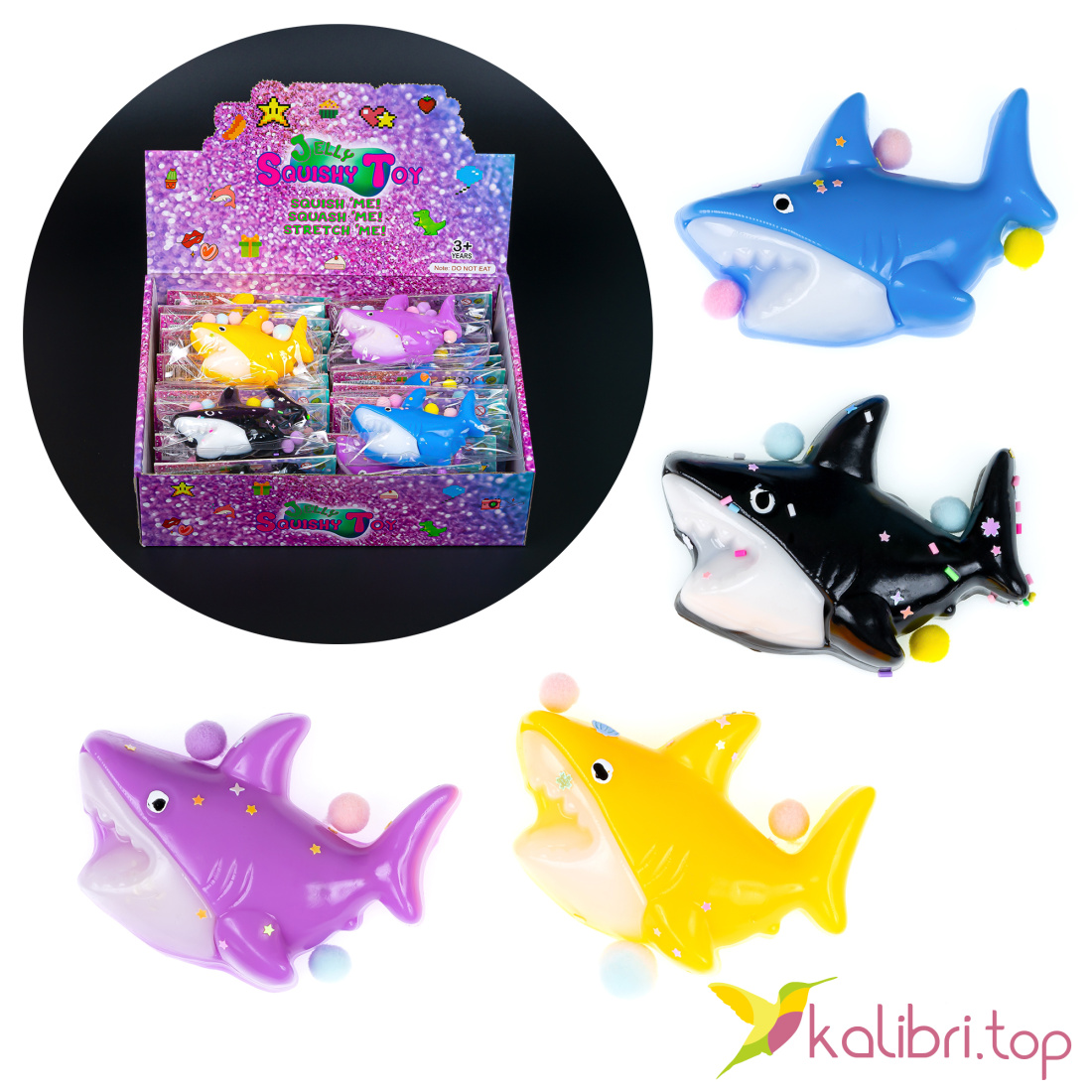 Антистресс Акулы цветные 10 см, 60 г оптом фото 01