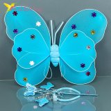 Набір карнавальний крила метелика подвійний блакитний оптом фото 01