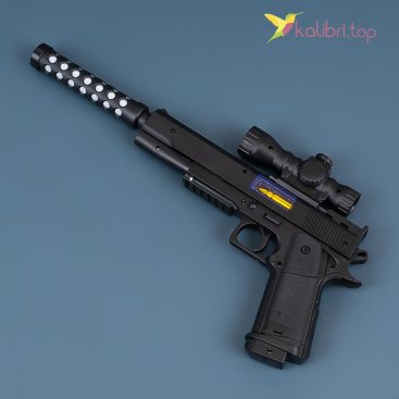 Светящийся звуковой Пистолет с Глушителем 37 см - Купить