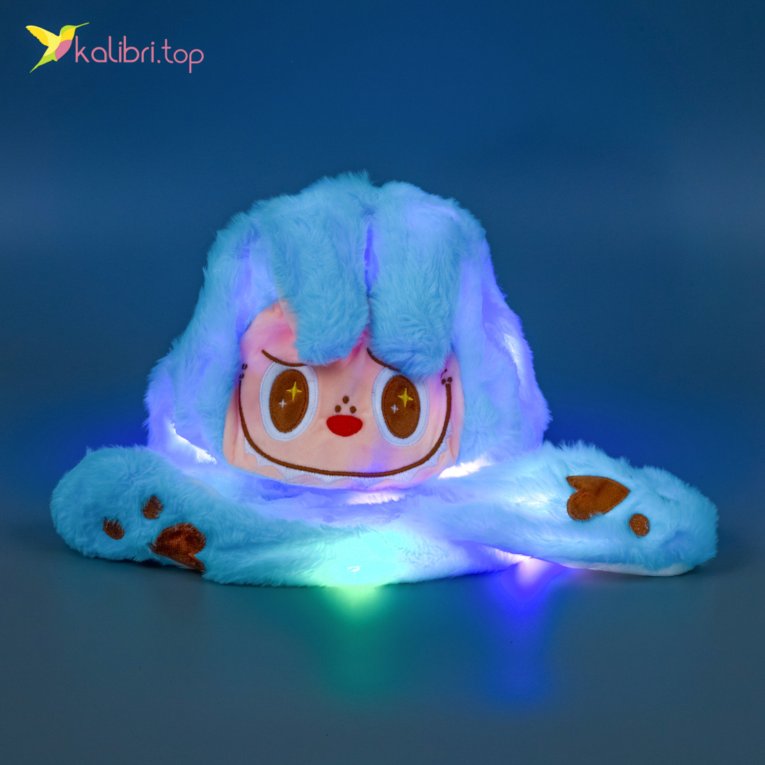 Светящиеся шапка Чудик голубая оптом фото 01