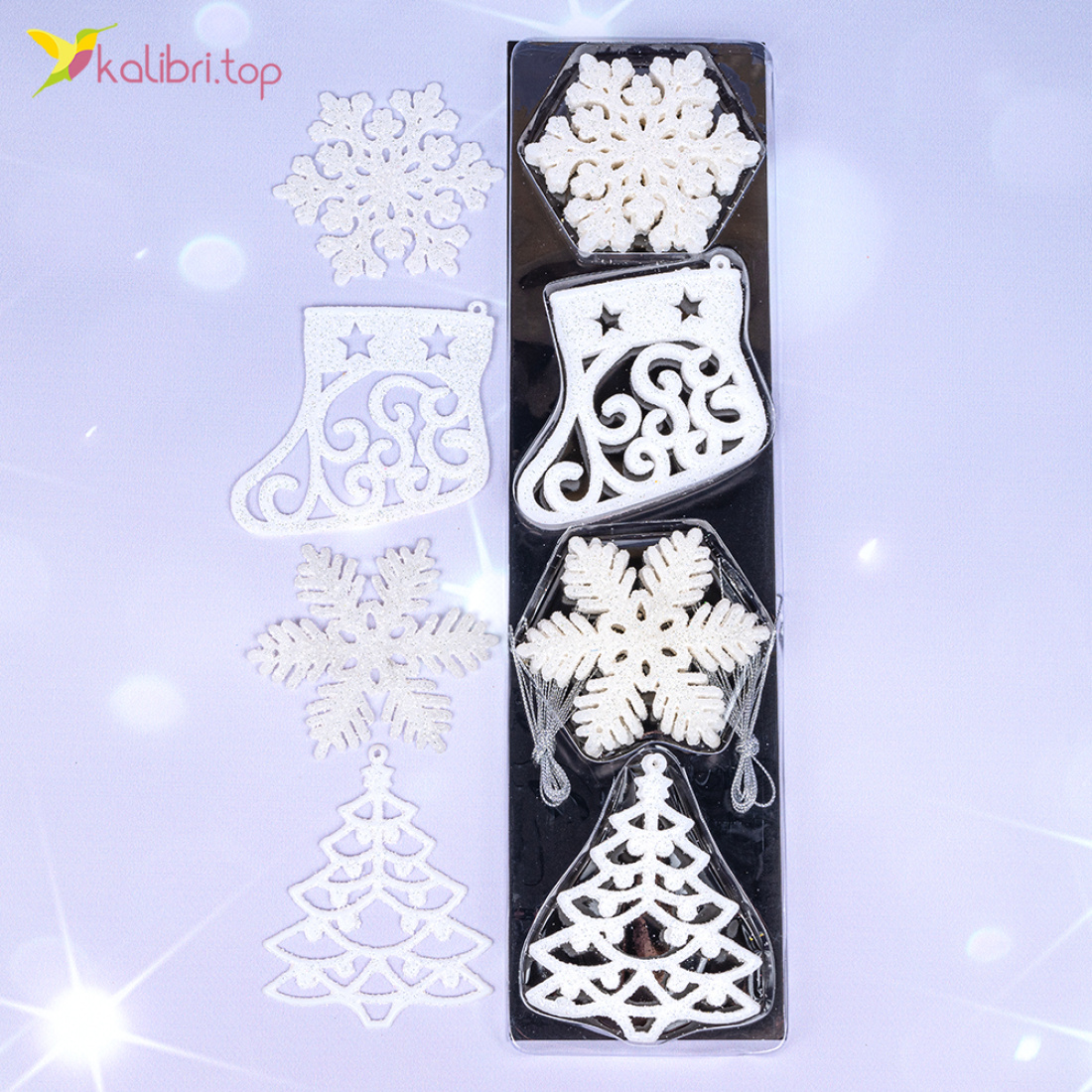 Новогодние украшения-подвеска Волшебные огни 8 см., 24 шт оптом фото 01 Новогодние украшения-подвеска Волшебные огни 8 см., 24 шт оптом фото 01