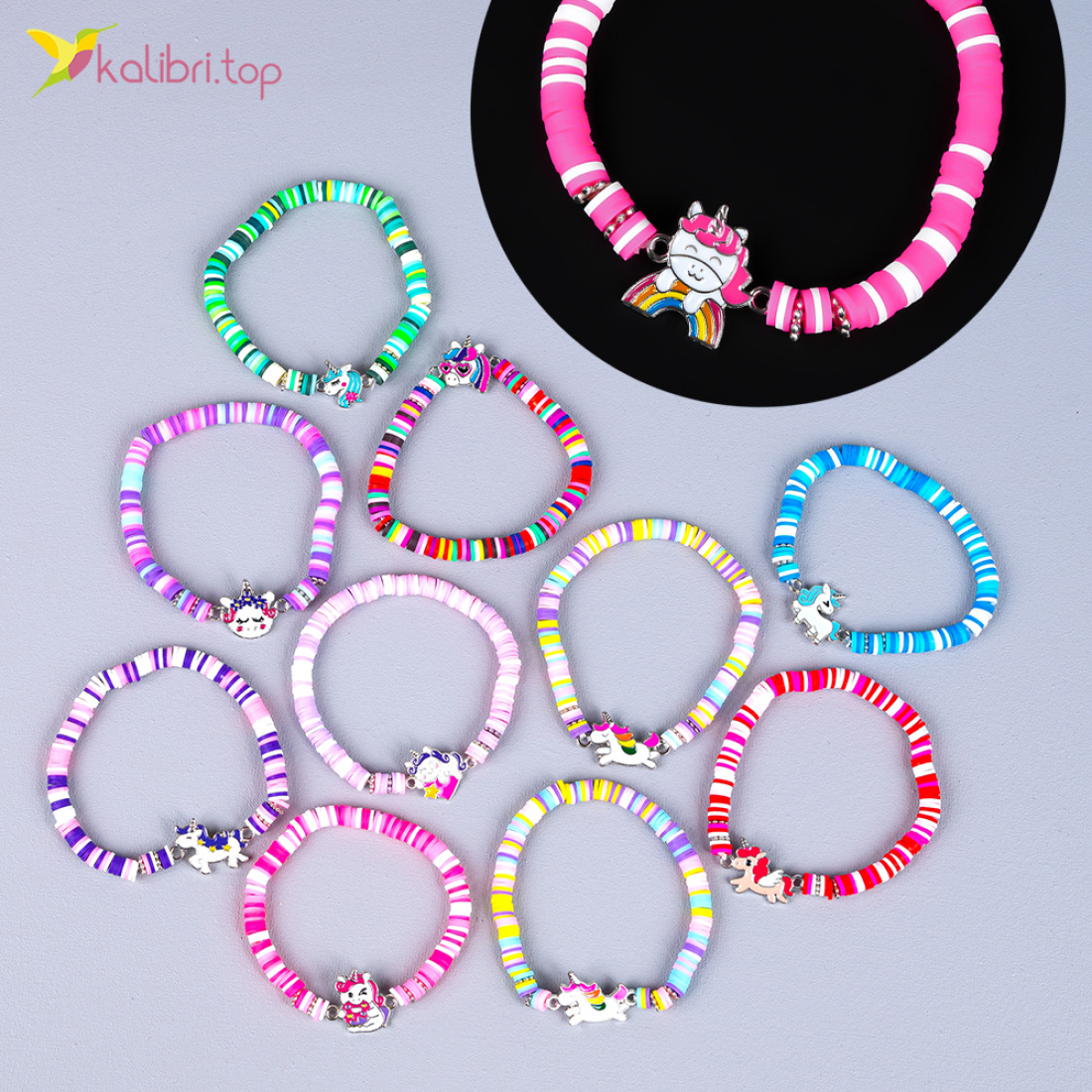 Дитячі браслети на руку Єдинороги 12 штук оптом фото 01 Дитячі браслети на руку Єдинороги 12 штук оптом фото 01