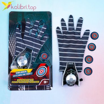 Перчатка Паук Чёрный со стреляющим дисковым механизмом - Купить