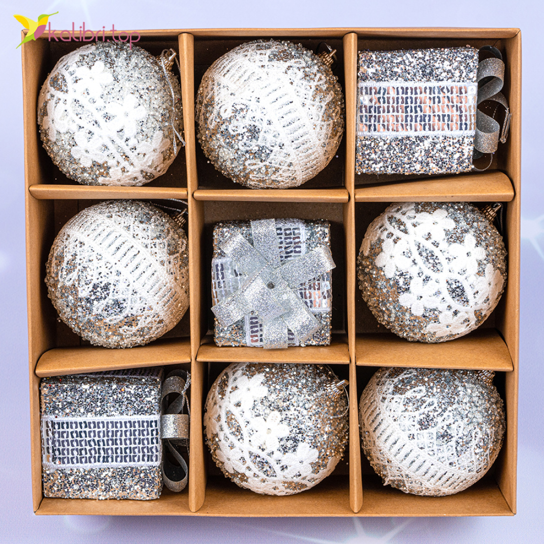 Ялинкові кулі Сяйво Різдва 7 см, 9 шт., набір оптом фото 01 Ялинкові кулі Сяйво Різдва 7 см, 9 шт., набір оптом фото 01