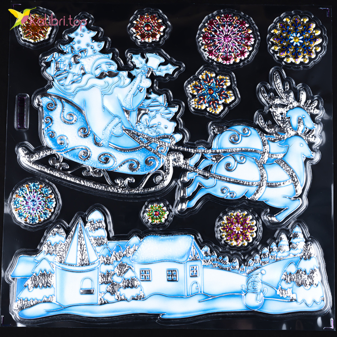 Новорічні наклейки на вікна Різдво 20х20 см оптом фото 06 Новорічні наклейки на вікна Різдво 20х20 см оптом фото 06