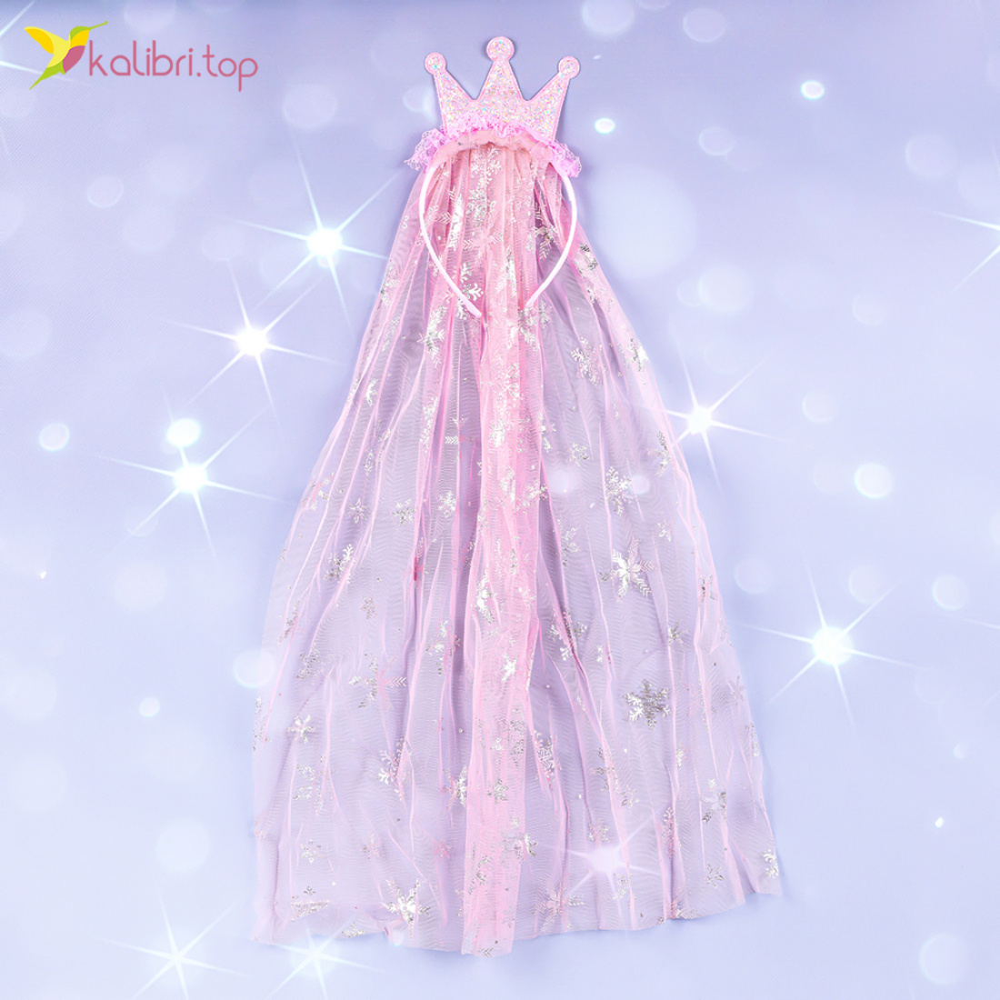 Новорічні обручі коронка з фатином рожевий 69 см оптом фото 01 Новорічні обручі коронка з фатином рожевий 69 см оптом фото 01