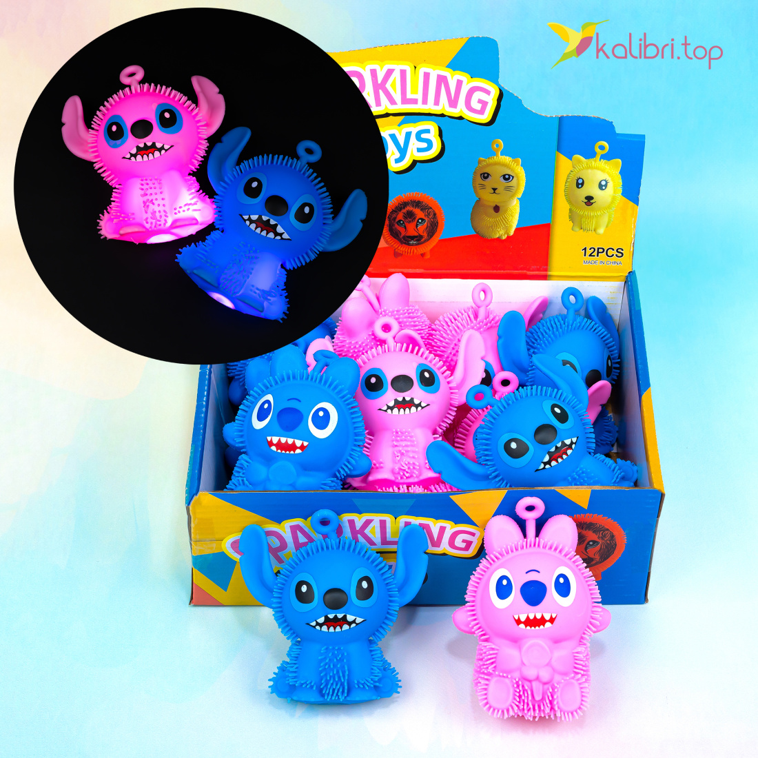 Светящийся ёжик Ушастик 11 см оптом фото 01