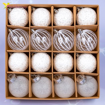 Ялинкові кулі зимовий кришталь 5,5 см, 16 шт., набір - Фото Ялинкові кулі зимовий кришталь 5,5 см, 16 шт., набір - Купити