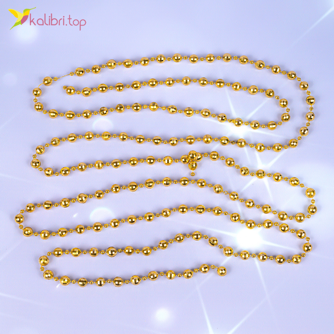 Новорічний декор намисто золотий блиск 2,7 метра, 10 штук оптом фото 01 Новорічний декор намисто золотий блиск 2,7 метра, 10 штук оптом фото 01