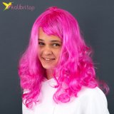 Карнавальный парик волнистый малиновый 118 г оптом фото 01