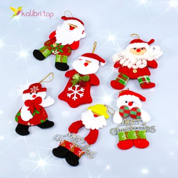 Новорічні прикраси Дід Мороз та Сніговик 12 штук - Купити