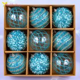 Ялинкові кульки блакитна завірюха 7 см, 9 шт., набір оптом фото 01 Ялинкові кульки блакитна завірюха 7 см, 9 шт., набір оптом фото 01