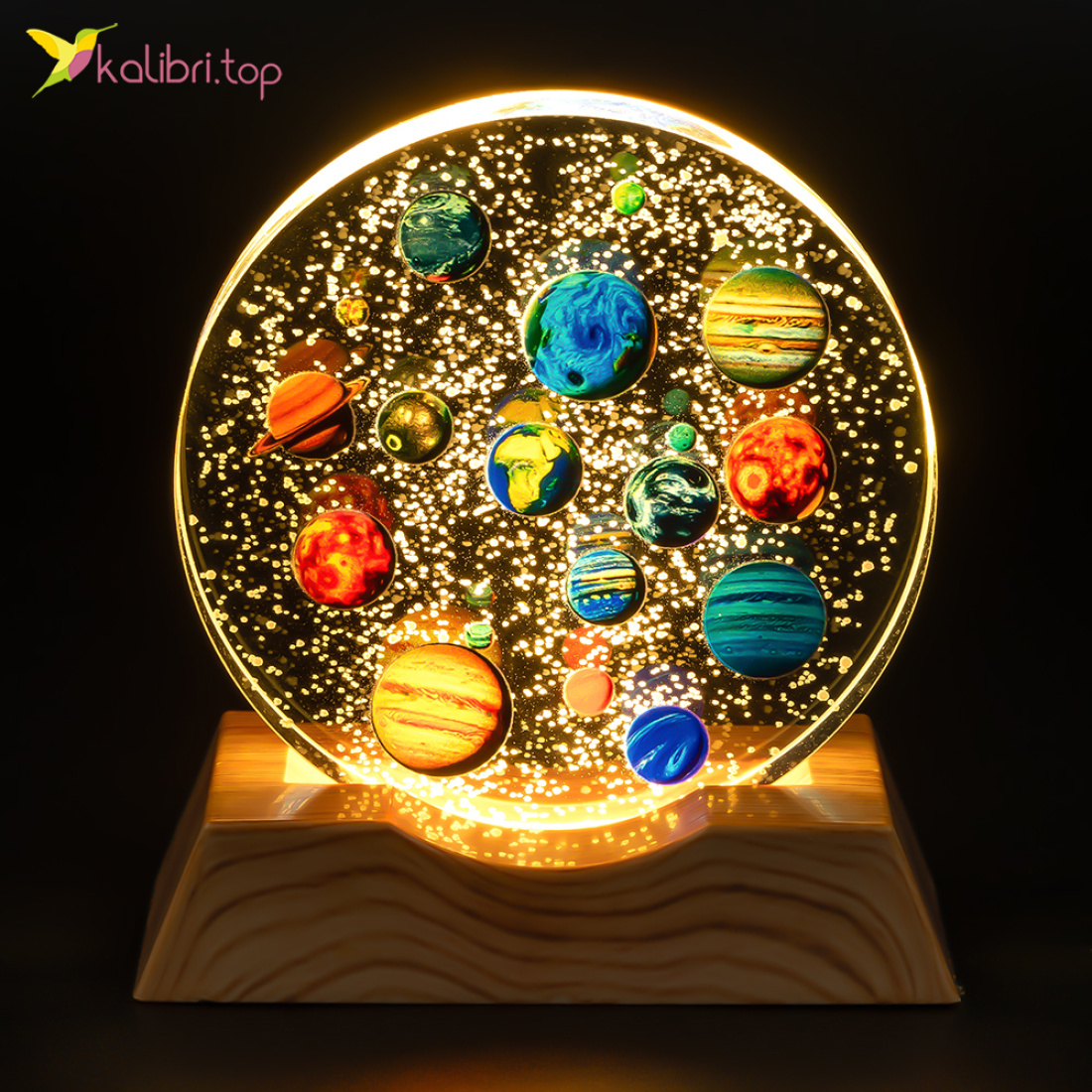 Нічник плоский скляний Багато планет 8 см оптом фото 01 Нічник плоский скляний Багато планет 8 см оптом фото 01