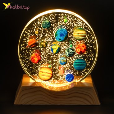 Ночник плоский стеклянный Много планет 8 см - Купить