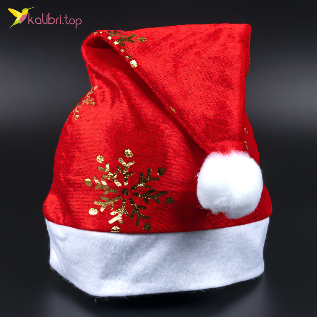 Новорічна шапка сніжинка червона 40 см оптом фото 01 Новорічна шапка сніжинка червона 40 см оптом фото 01