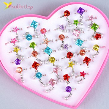 Детские колечки Топаз с подвеской 36 штук - Купить