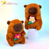 Мягкие игрушки Капибара с цветком 20 см оптом фото 01