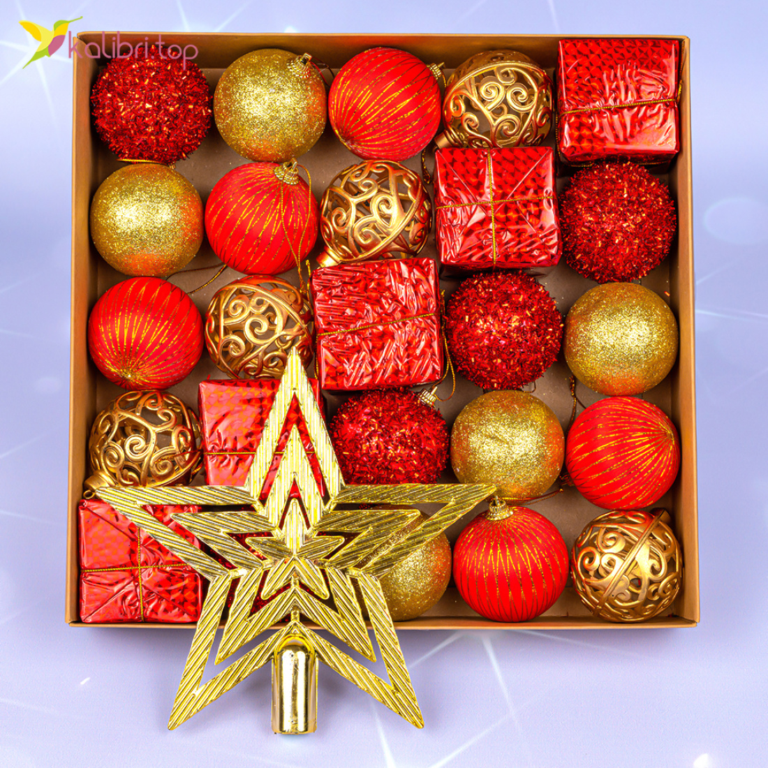 Ялинкові іграшки феєрія 5,5 см, 26 предметів, набір оптом фото 01 Ялинкові іграшки феєрія 5,5 см, 26 предметів, набір оптом фото 01