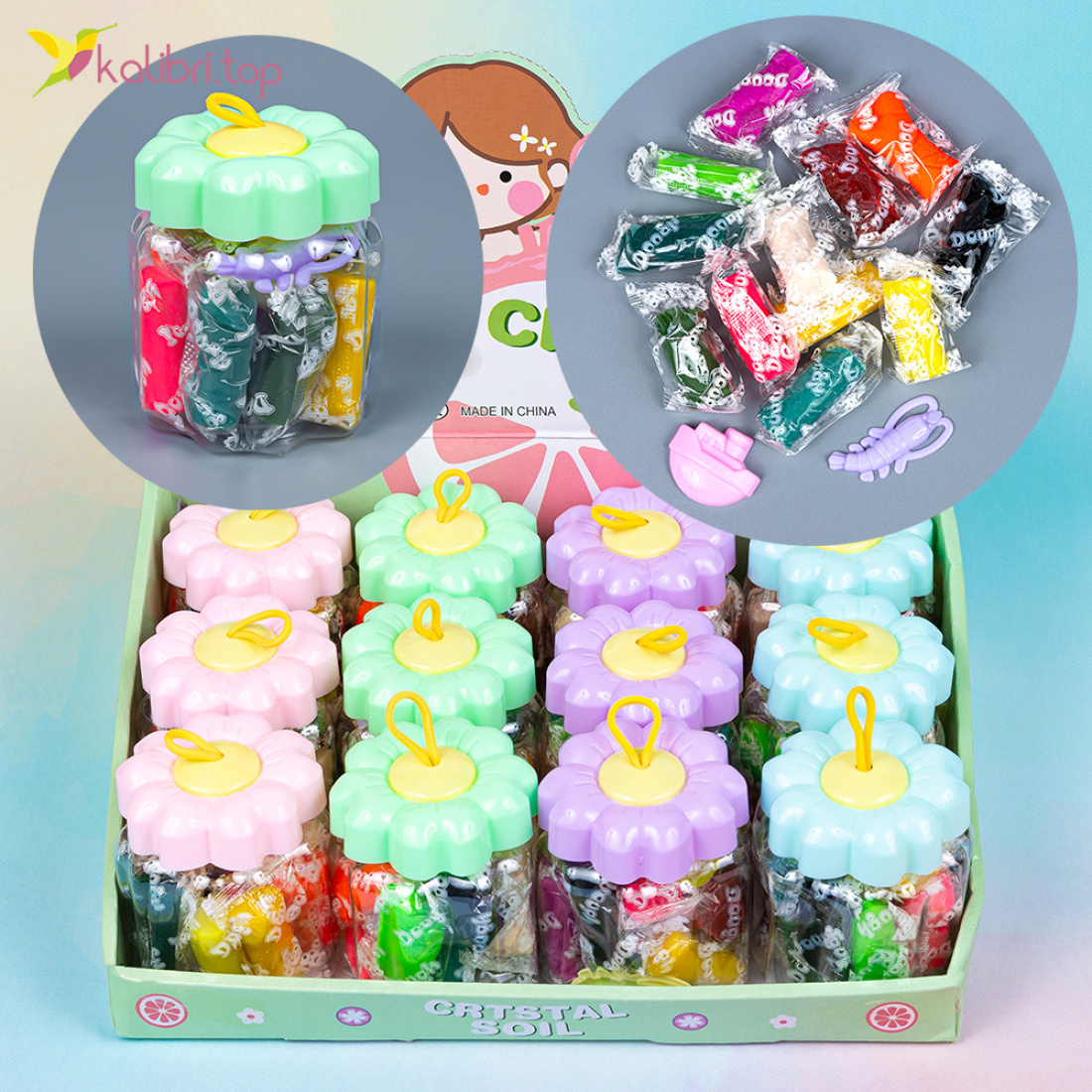 Пластилін з фігурками Квітка 12 кольорів оптом фото 01 Пластилін з фігурками Квітка 12 кольорів оптом фото 01