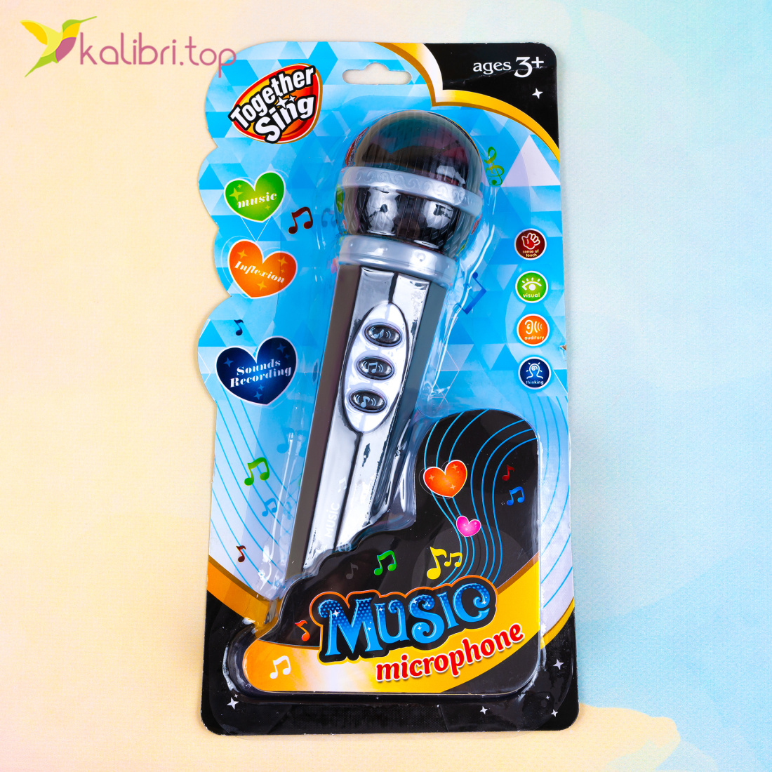 Игрушка микрофон звуковой, подсветка Рок 19 см оптом фото 01