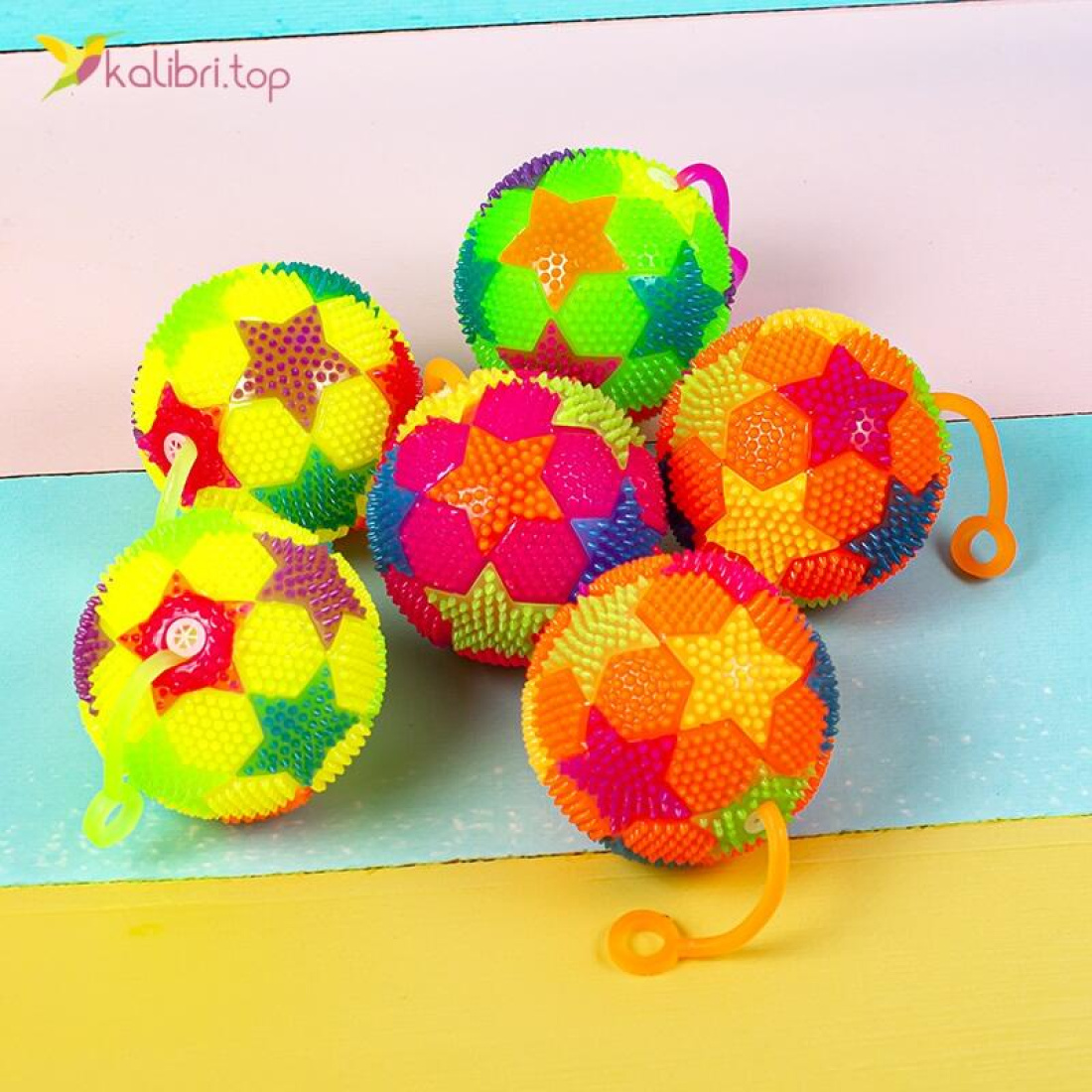 Мячики ёжики светящиеся цветные SA-19 оптом фото 02
