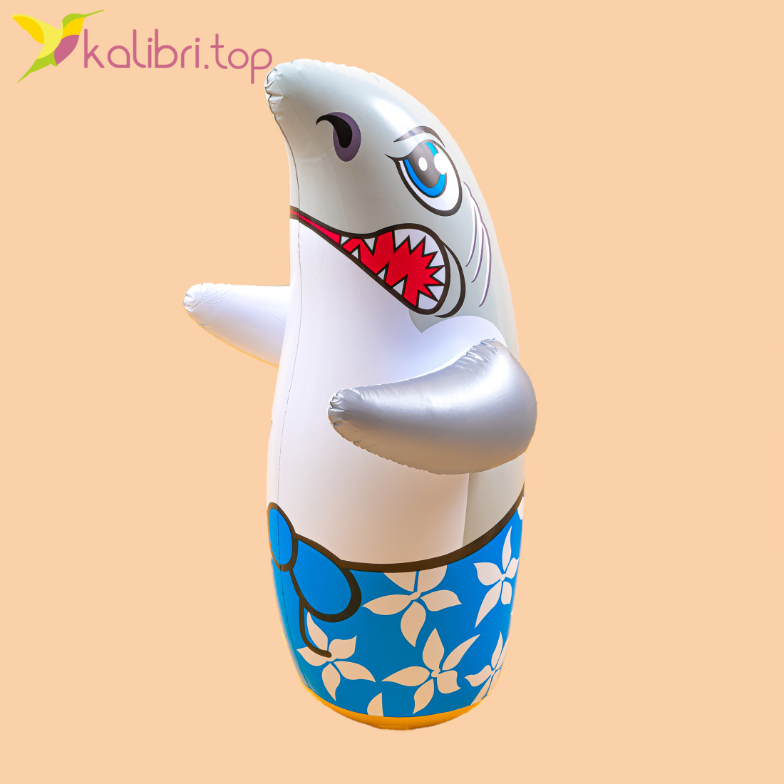 Пляжний надувний неваляшка з піском Акула 85 см оптом фото 01