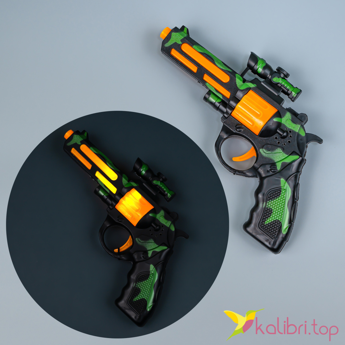 Звуковий пістолет, що світиться Камуфляж 20 см оптом фото 01