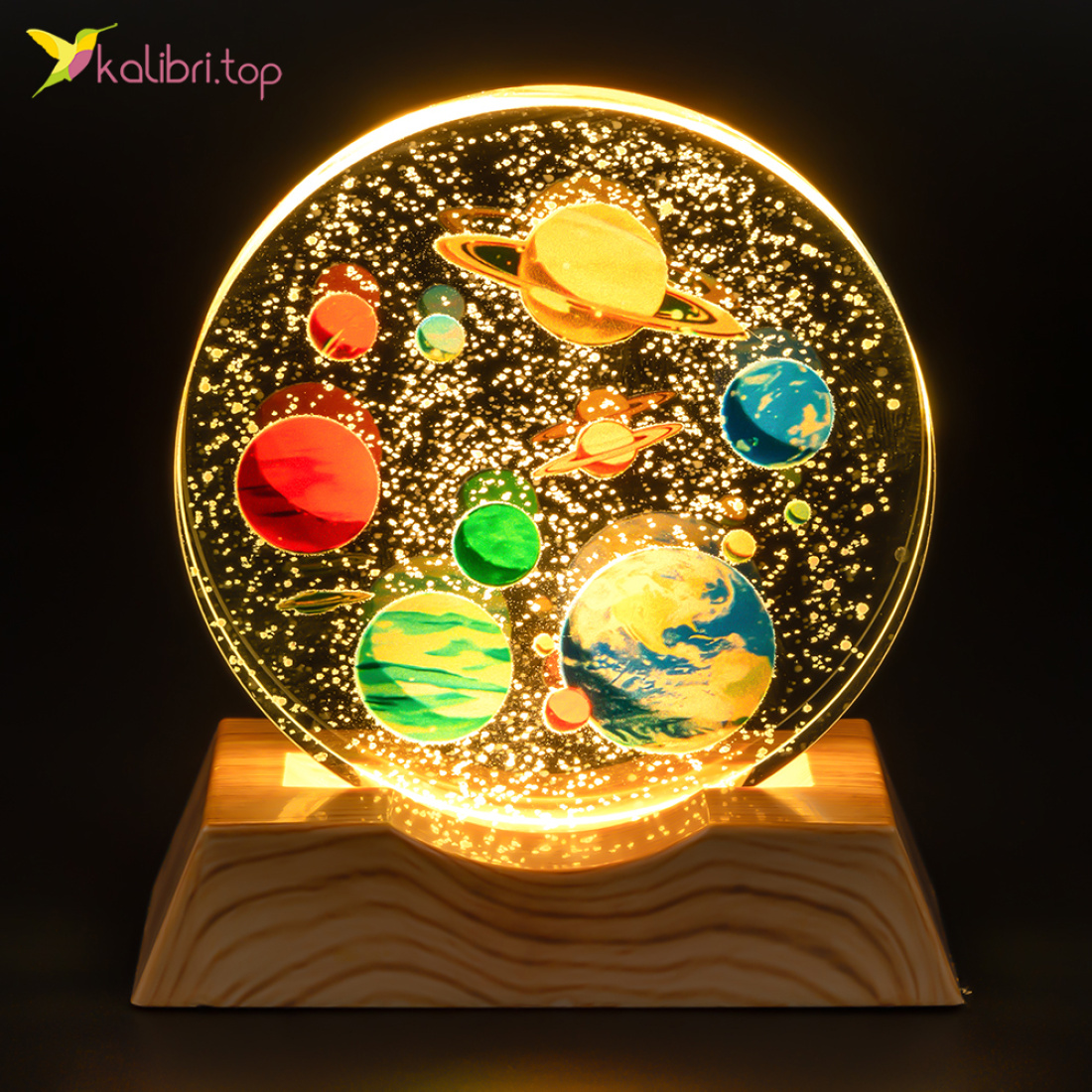 Ночник плоский стеклянный Планеты солнечной системы 8 см оптом фото 01