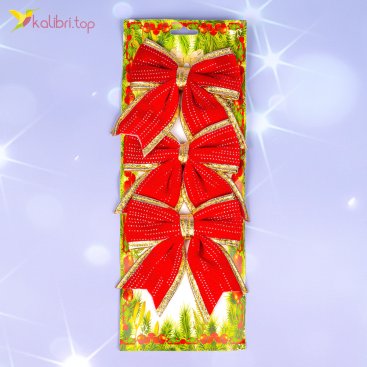 Новорічні прикраси бантики Червоні 13 см., 18 шт. - Фото Новорічні прикраси бантики Червоні 13 см., 18 шт. - Купити