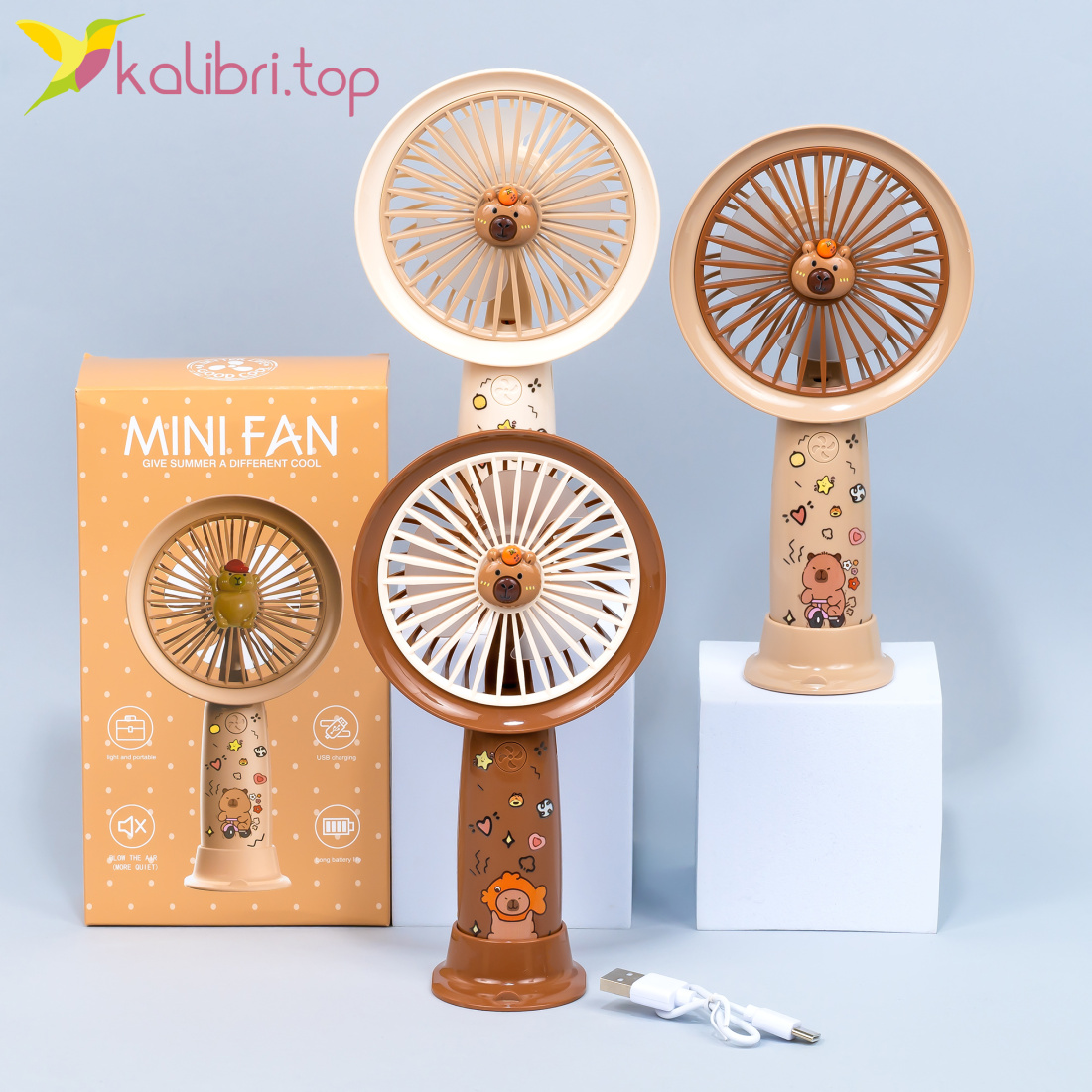 Вентилятор на USB Мини Холдер Капибара 18,5 см оптом фото 01