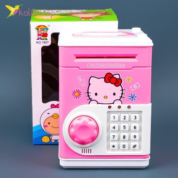 Дитячий сейф-скарбничка Котик рожевий 19 см - Купити